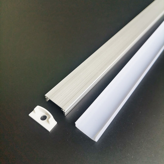 Aluminum LED Profile Channel 50cm For 5730 2835 LED Strips Office Light With Milky Or Clear PC Cover End Caps Frontier General Hardware