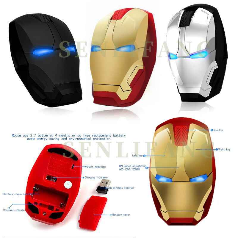 Iron Man Mouse Wireless Mouse Gaming Mouse Gamer Computer Mice Button Silent Click 800/1200/1600/2400DPI Adjustable computer|Mice