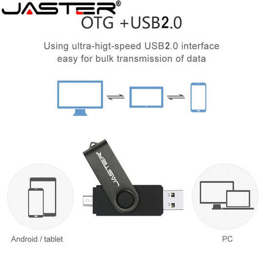 JASTER High Speed OTG USB Flash Drive 128gb Pen Drive 64gb 32gb 16gb Pendrive 2 in 1 Micro Usb Stick for Android SmartPhone|USB Flash Drives - Frontier General Hardware