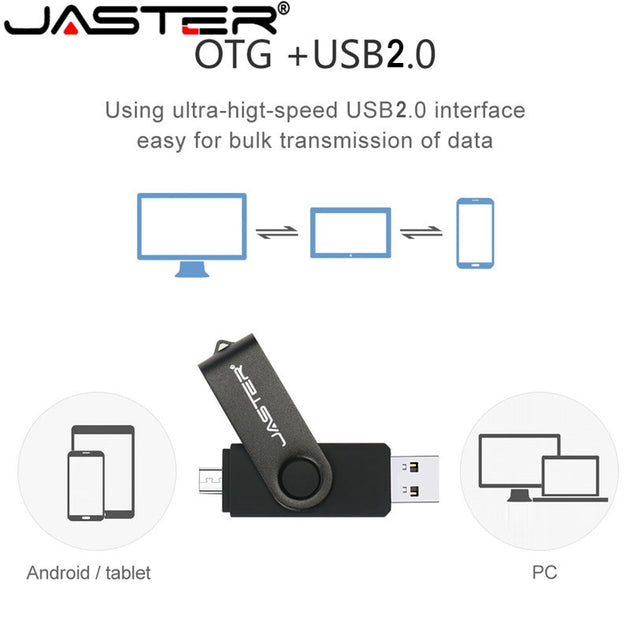 JASTER High Speed OTG USB Flash Drive 128gb Pen Drive 64gb 32gb 16gb Pendrive 2 in 1 Micro Usb Stick for Android SmartPhone|USB Flash Drives - Frontier General Hardware