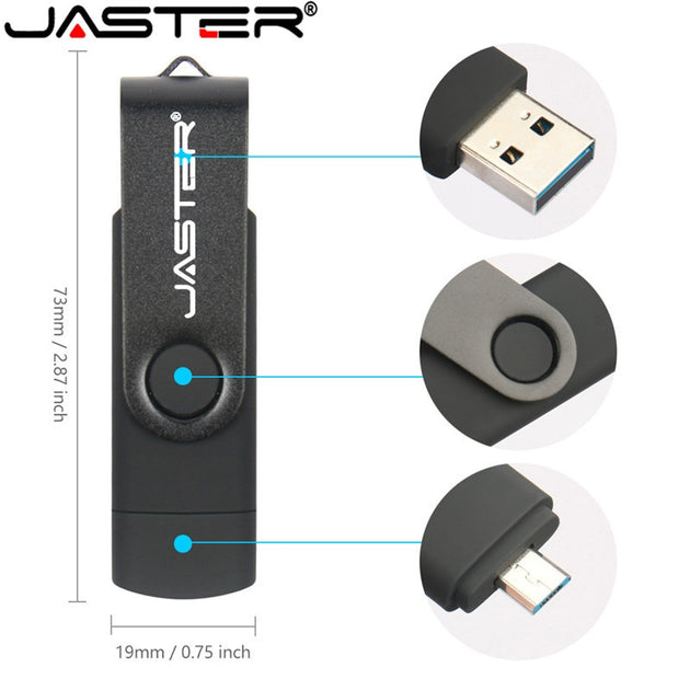 JASTER High Speed OTG USB Flash Drive 128gb Pen Drive 64gb 32gb 16gb Pendrive 2 in 1 Micro Usb Stick for Android SmartPhone|USB Flash Drives - Frontier General Hardware