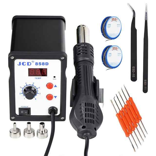 JCD Soldering station 858D 700W LCD Digital welding solder rework station 220V/110V Soldering iron hot air gun SMD repair tools|Soldering Stations