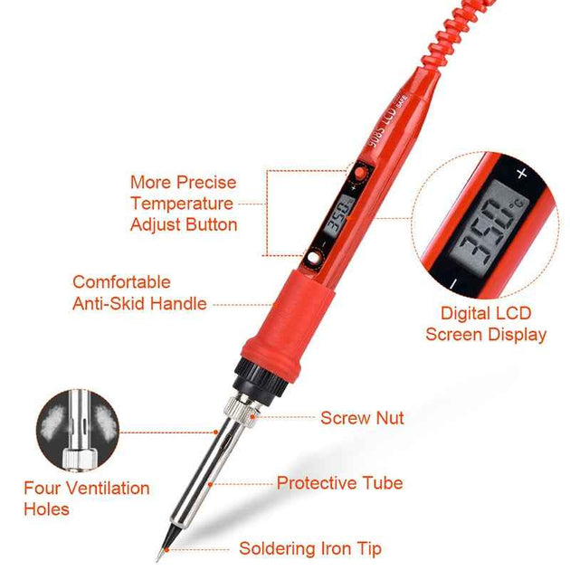 JCD soldering iron Plastic box set temperature adjustable 220V 80W Welding rework tools kit with ESD Heat Insulation Working Mat|Electric Soldering Irons