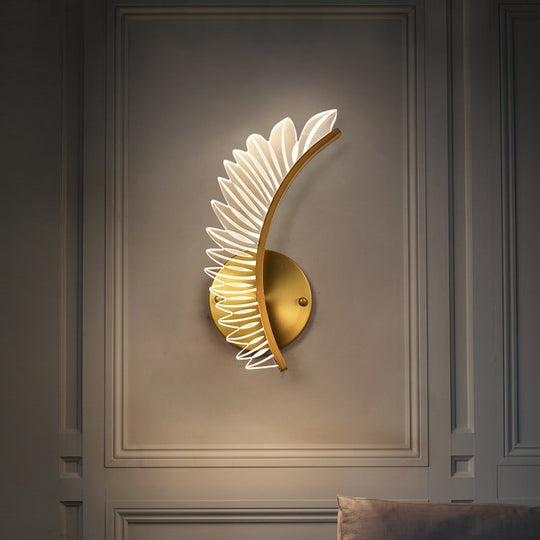 JMZM Copper Wall Lamp LED Sconce for Bedroom and Living Room Nordic Modern Gold Acrylic Indoor Light Fixture Frontier General Hardware