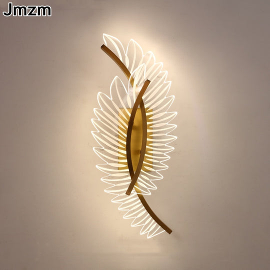 JMZM Copper Wall Lamp LED Sconce for Bedroom and Living Room Nordic Modern Gold Acrylic Indoor Light Fixture Frontier General Hardware