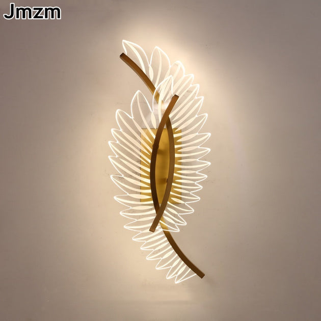 JMZM Copper Wall Lamp LED Sconce for Bedroom and Living Room Nordic Modern Gold Acrylic Indoor Light Fixture Frontier General Hardware