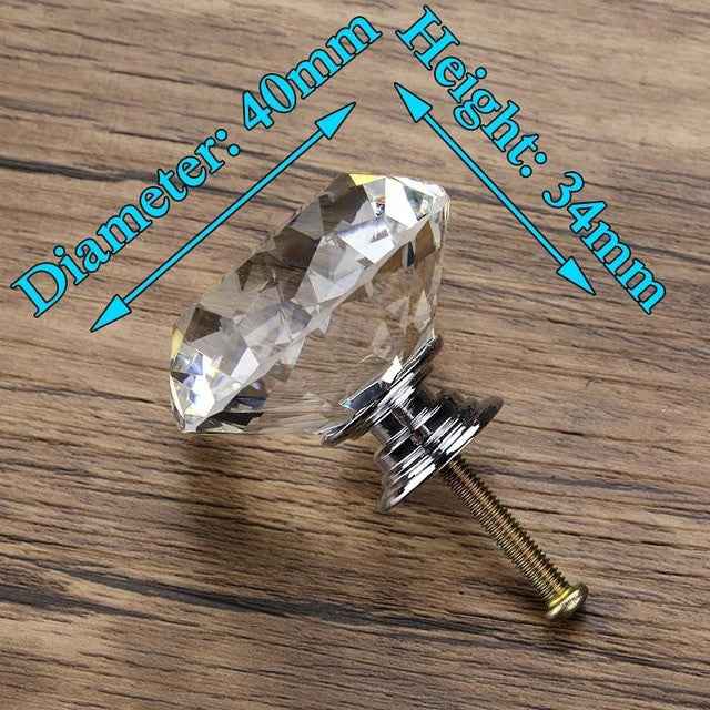 KAK 30mm Diamond Shape Crystal Glass Knobs and Handles Dresser Drawer Knobs Kitchen Cabinet Handles Furniture Handle Hardware|Cabinet Pulls