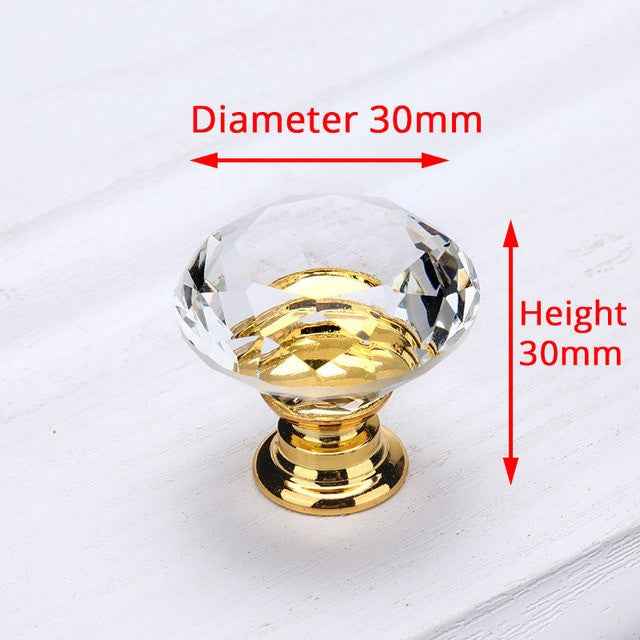 KAK 30mm Diamond Shape Crystal Glass Knobs and Handles Dresser Drawer Knobs Kitchen Cabinet Handles Furniture Handle Hardware|Cabinet Pulls