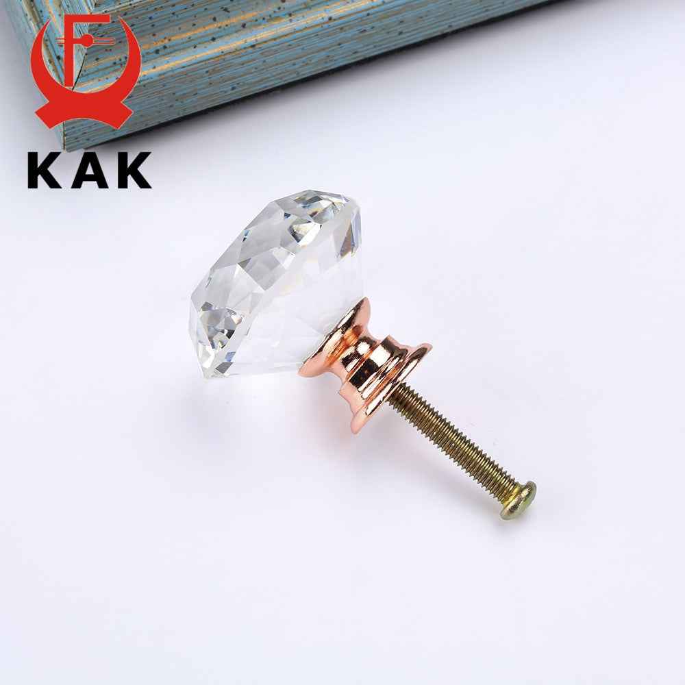 KAK 30mm Diamond Shape Crystal Glass Knobs and Handles Dresser Drawer Knobs Kitchen Cabinet Handles Furniture Handle Hardware|Cabinet Pulls