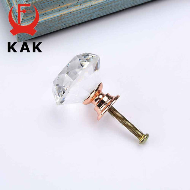 KAK 30mm Diamond Shape Crystal Glass Knobs and Handles Dresser Drawer Knobs Kitchen Cabinet Handles Furniture Handle Hardware|Cabinet Pulls