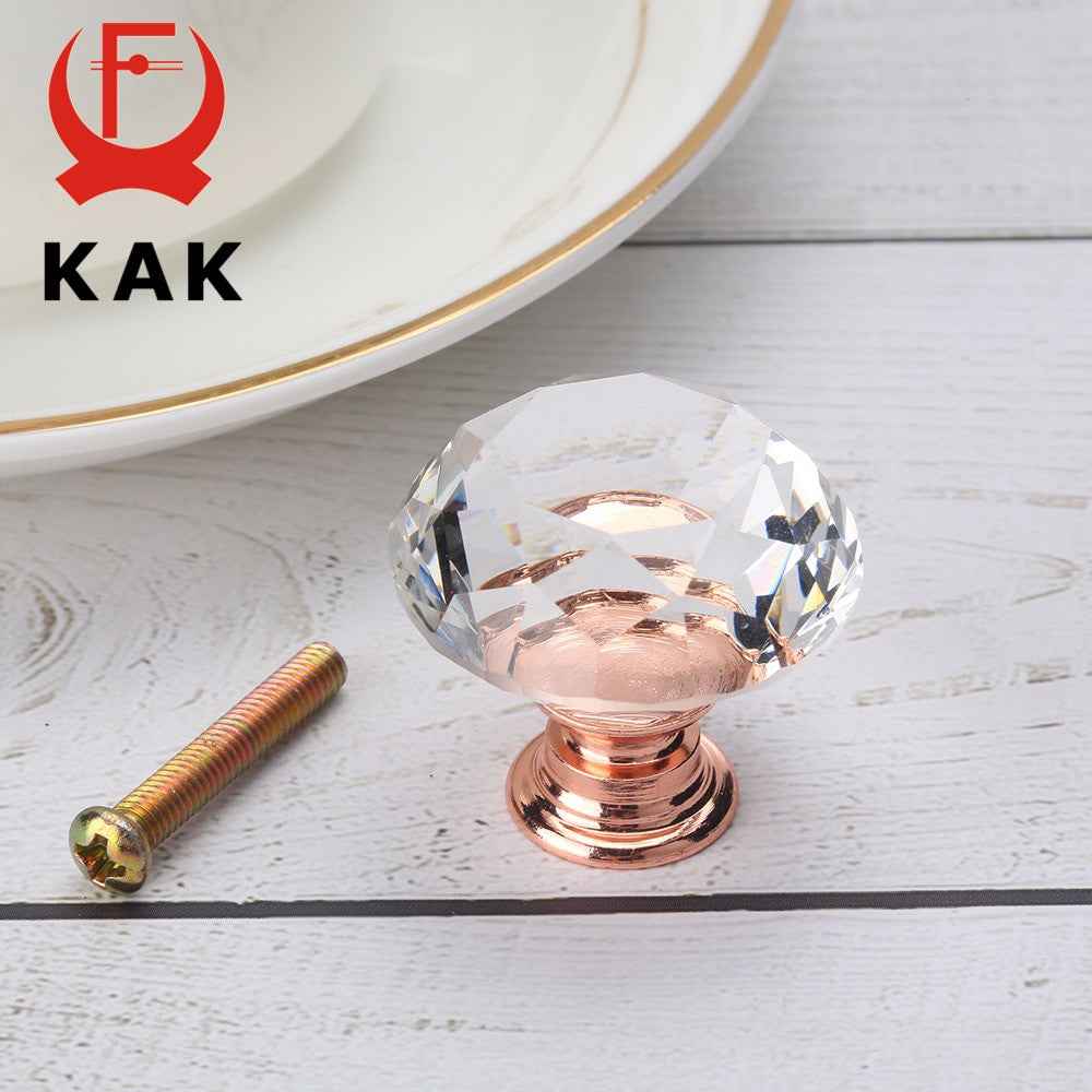 KAK 30mm Diamond Shape Crystal Glass Knobs and Handles Dresser Drawer Knobs Kitchen Cabinet Handles Furniture Handle Hardware|Cabinet Pulls