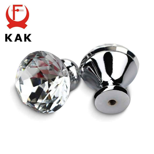 KAK 30mm Kitchen Cabinet Handles Diamond Shape Design Crystal Glass Knobs Cupboard Pulls Drawer Knobs Furniture Handle Hardware|Cabinet Pulls
