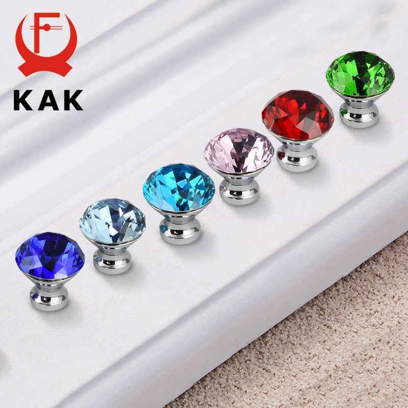KAK 30mm Kitchen Cabinet Handles Diamond Shape Design Crystal Glass Knobs Cupboard Pulls Drawer Knobs Furniture Handle Hardware|Cabinet Pulls