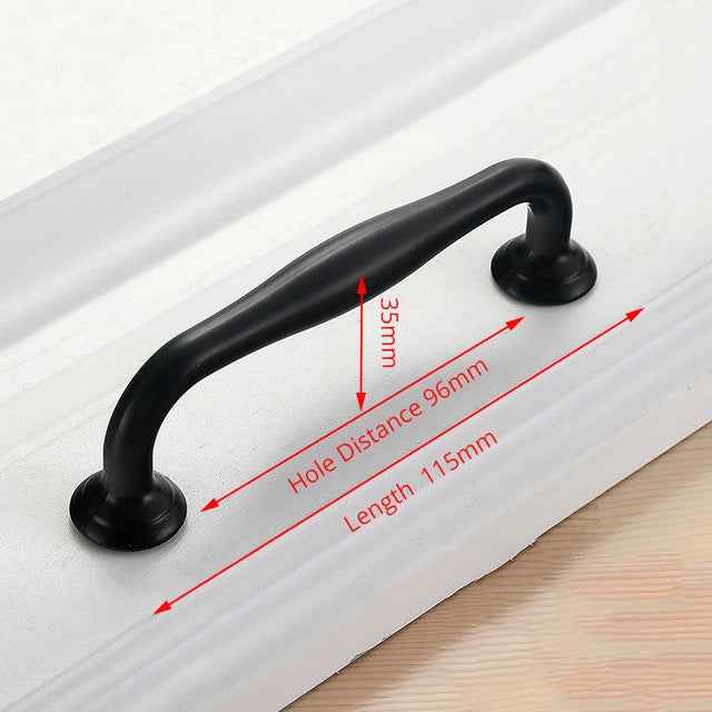 KAK American Style Black Cabinet Handles Solid Aluminum Alloy Kitchen Cupboard Pulls Drawer Knobs Furniture Handle Hardware|Cabinet Pulls