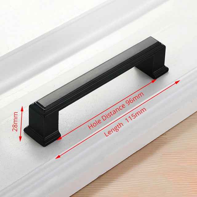 KAK American Style Black Cabinet Handles Solid Aluminum Alloy Kitchen Cupboard Pulls Drawer Knobs Furniture Handle Hardware|Cabinet Pulls