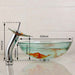 KEMAIDI Modern Bathroom Glass Golden Fish Painted Vessel Sink Faucet & Pop up Drain Combo Sink Set Bathroom Sink Accessaries|painted vessel sinks|bathroom sinkvessel sink