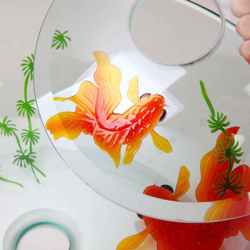KEMAIDI Modern Bathroom Glass Golden Fish Painted Vessel Sink Faucet & Pop up Drain Combo Sink Set Bathroom Sink Accessaries|painted vessel sinks|bathroom sinkvessel sink