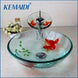 KEMAIDI Modern Bathroom Glass Golden Fish Painted Vessel Sink Faucet & Pop up Drain Combo Sink Set Bathroom Sink Accessaries|painted vessel sinks|bathroom sinkvessel sink