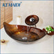KEMAIDI Waterfall Faucet Tempered Glass Bathroom Sink Set Retro Style Glass Bowl Bathroom Sink Leaf Art Wash Basin With Drain|Bathroom Sinks