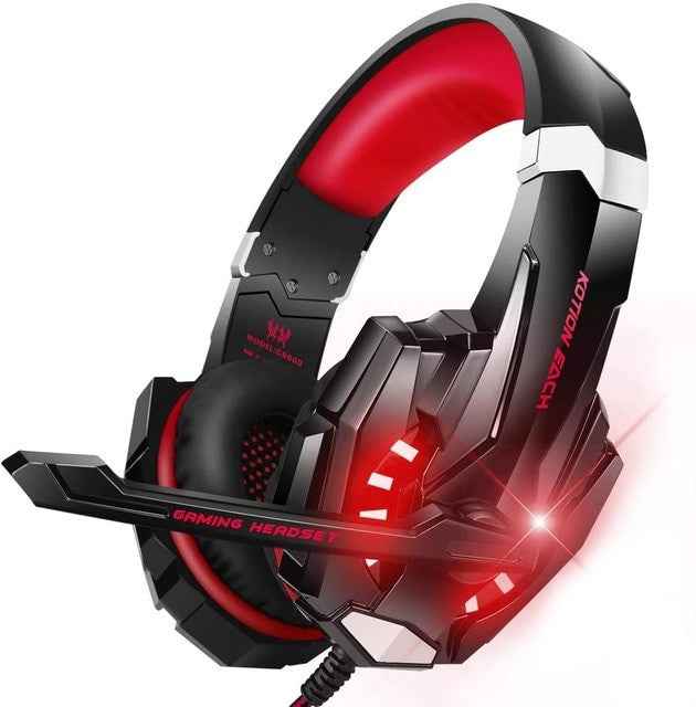 KOTION EACH Gaming Headset Casque Deep Bass Stereo Game Headphone with Microphone LED Light for PS4 Phone Laptop PC Gamer|Phone Earphones & Headphones