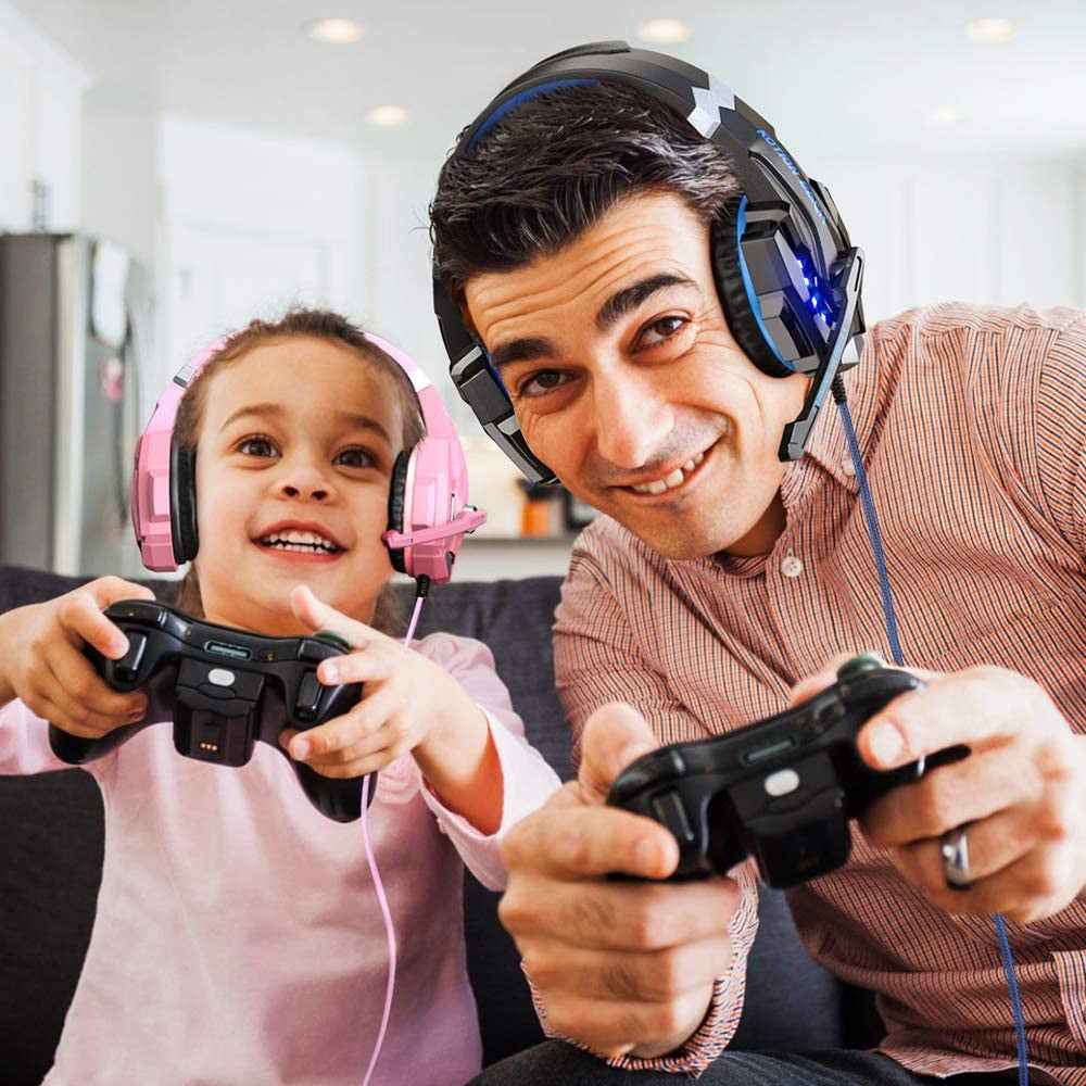 KOTION EACH Gaming Headset Casque Deep Bass Stereo Game Headphone with Microphone LED Light for PS4 Phone Laptop PC Gamer|Phone Earphones & Headphones