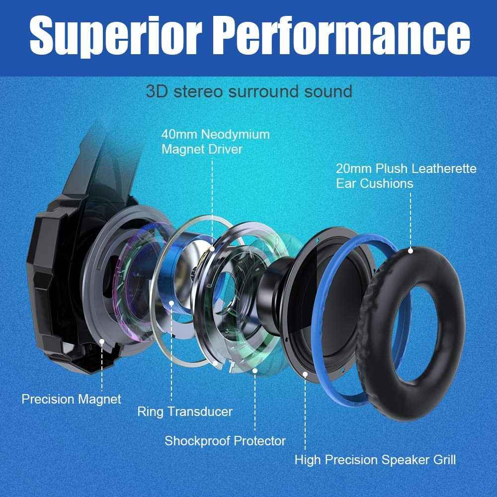KOTION EACH Gaming Headset Casque Deep Bass Stereo Game Headphone with Microphone LED Light for PS4 Phone Laptop PC Gamer|Phone Earphones & Headphones