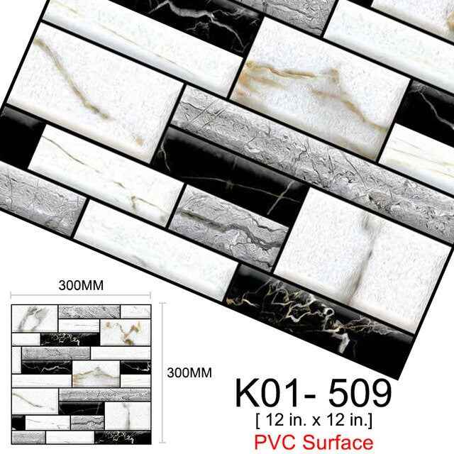 Kaguyahime 3D Self Adhesive Wallpaper Mosaic Tiles Wall Stickers Waterproof Stickers Decoration Wall Panel Kitchen Home Decor|Wall Stickers
