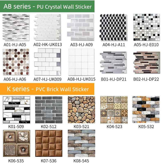 Kaguyahime 3D Self Adhesive Wallpaper Mosaic Tiles Wall Stickers Waterproof Stickers Decoration Wall Panel Kitchen Home Decor|Wall Stickers