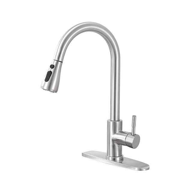 Kitchen Faucet Pull Down Single Handle Spring Kitchen Mixer Sink Faucet Nickel Brushed Stainless Steel Hot & Cold Water Taps|Kitchen Faucets
