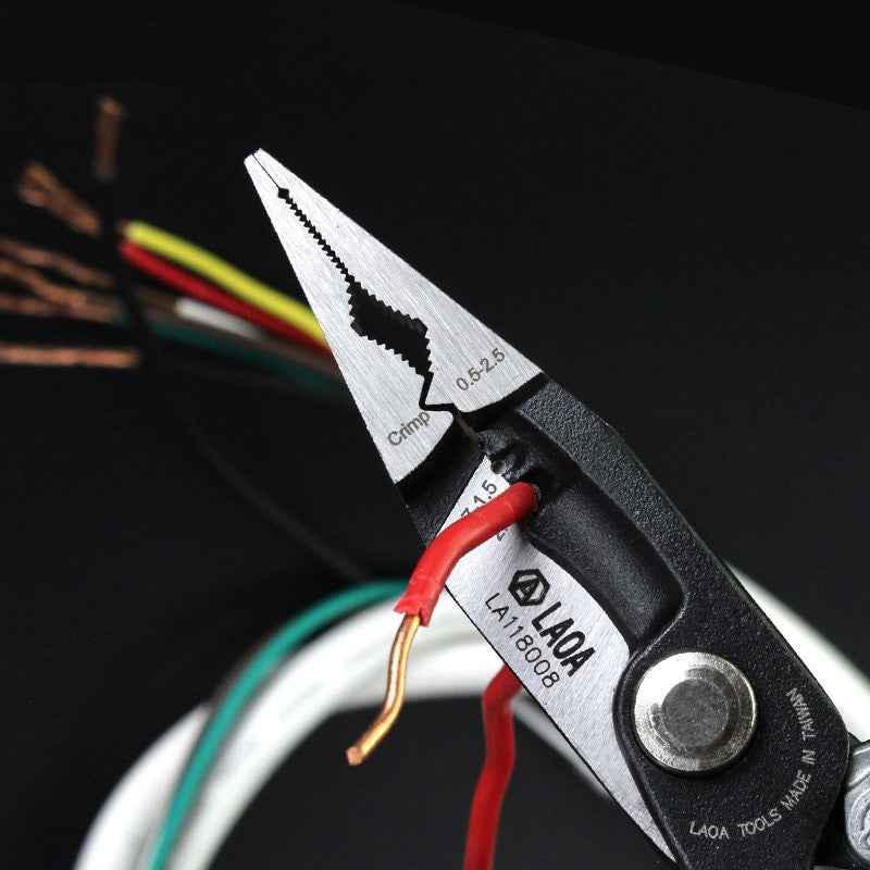 LAOA 8 inch Crimping Tools Needle nose Pliers Multitool Nippers Cable Wire Stripper Aalicate Long Nose Pliers With Lock Function|Pliers