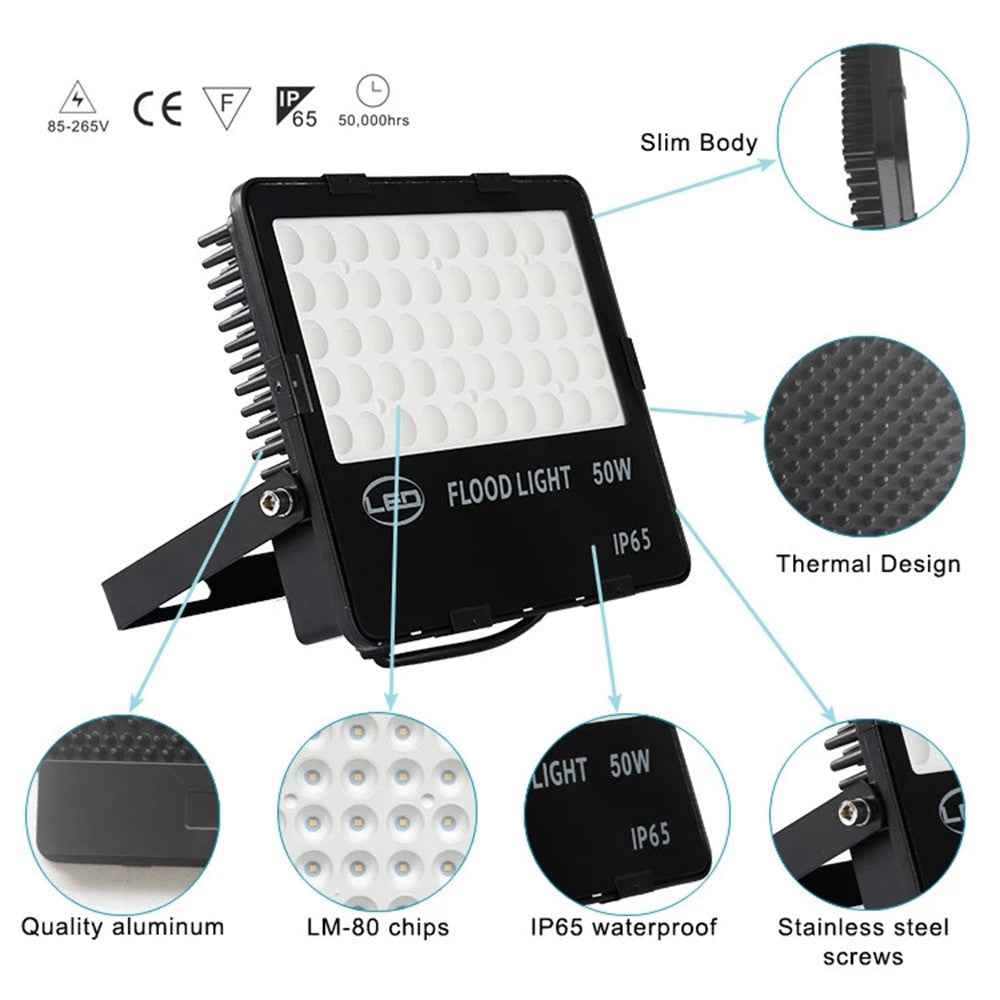 LED Flood Light 10 200W 110LM/W Super Bright IP65 Waterproof Outdoor Landscape Security Floodlight for Yard,Garden,Playground|Floodlights