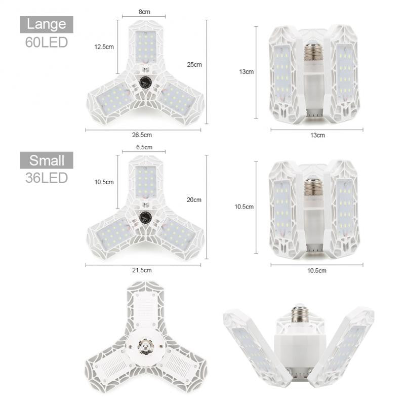 LED Garage Light 360 Degrees Deformable Ceiling Light For Home Warehouse Workshop Folding Three Leaf Deformation Lamp AC85 265V|Industrial Lighting - Frontier General Hardware