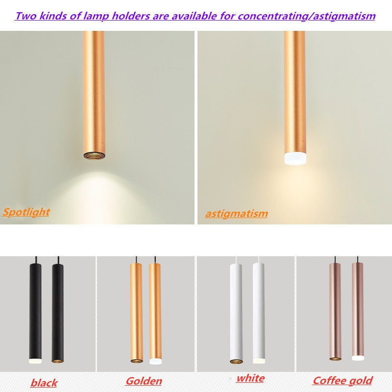 LED long tube cylindrical spotlight, hotel bar chandelier at the front