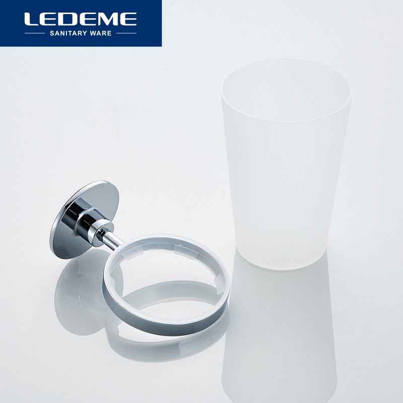 LEDEME Toothbrush Tooth Cup Holder With Glass Cup Wall Mounted Stainless Steel Bath Single Cup Rack Bathroom Accessories L5706|Cup & Tumbler Holders