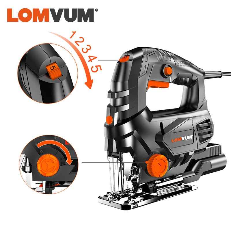 LOMVUM 800W Laser Jigsaw Electric 5 Variale Speed Jig Saw for Woodworking Electrical Saw 110V/220V Cutting Metal Wood Aluminum|Electric Saws