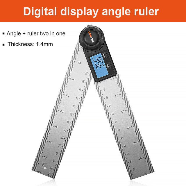 LOMVUM Digital Protractor Angle Ruler 400mm 360 Degree Angle Measuring Metric British System Electronic Goniometer Inclinometer|Protractors - Frontier General Hardware