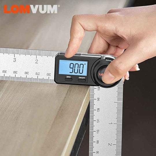 LOMVUM Digital Protractor Angle Ruler 400mm 0 to 360 Degree LCD Inclinometer Goniometer Metric British System
