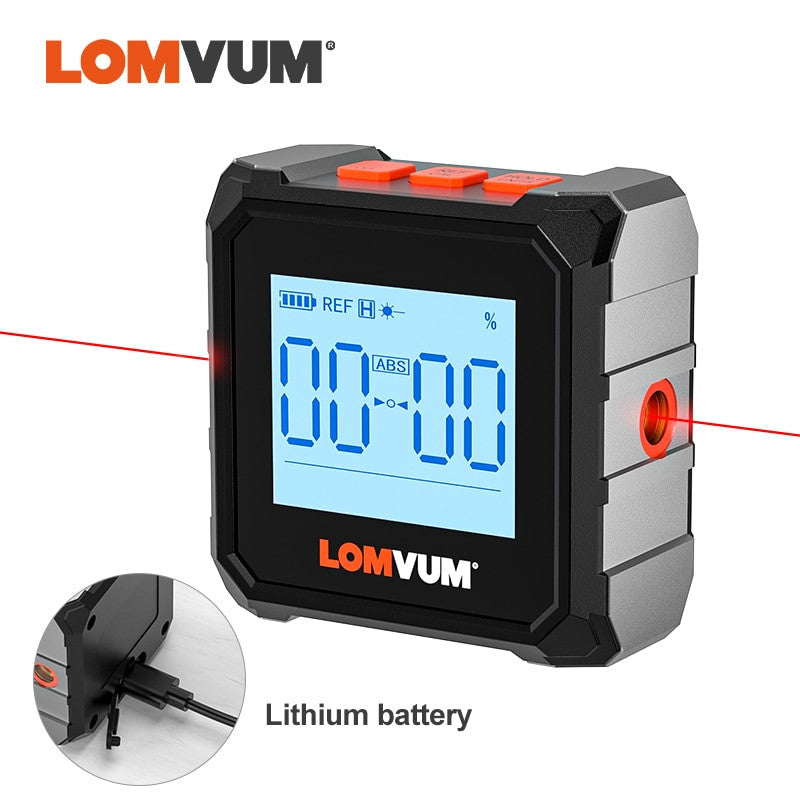 LOMVUM Digital Protractor Laser USB Inclinometer 360° Level Angel Finder High Precision Goniometer Magnet Tilt Measuring Tools|Protractors - Frontier General Hardware