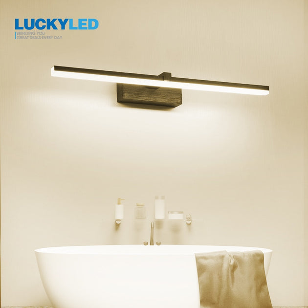 LUCKYLED LED Bathroom Light Waterproof Mirror Light 8W 12W AC85 265V Wall Light Fixture Modern Wall Lamp For Living Room Bedroom Frontier General Hardware