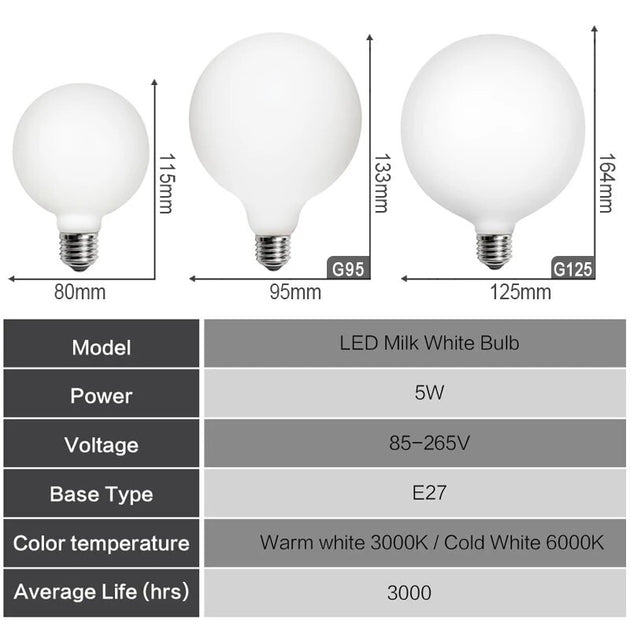 E27 LED Light Bulb AC 85V To 265V Milky Diffuser Soft White 2700K Energy Saving Long Lifespan Frontier General Hardware