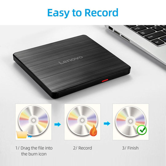 Lenovo GP70N USB2.0 External Optical Drive DVD Recorder Compact Design Support Reading Recording Plug and Play DVD Recorder Frontier General Hardware