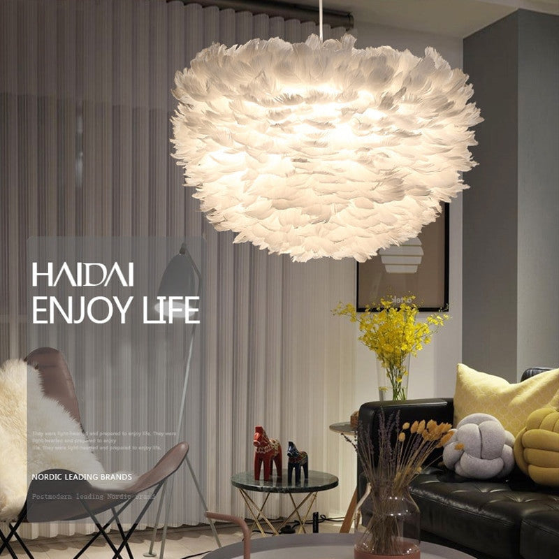 Loft Modern white nature Goose feather Pendant Lights romantic E27 led pendant lamps for home restaurant bedroom living room|pendant lamp|led pendant lamplamp for home - Frontier General Hardware