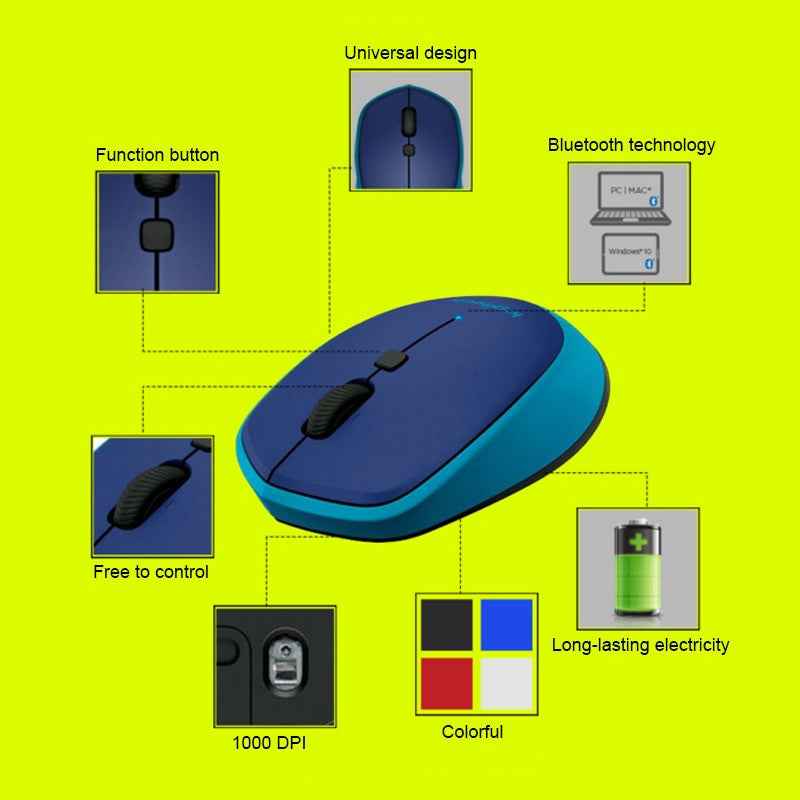 Logitech M336 Wireless Bluetooth Mouse with Colorful 1000 dpi for Windows 7/8/10,Mac OS X 10.8,Chrome OS,Android 3.2|Mice