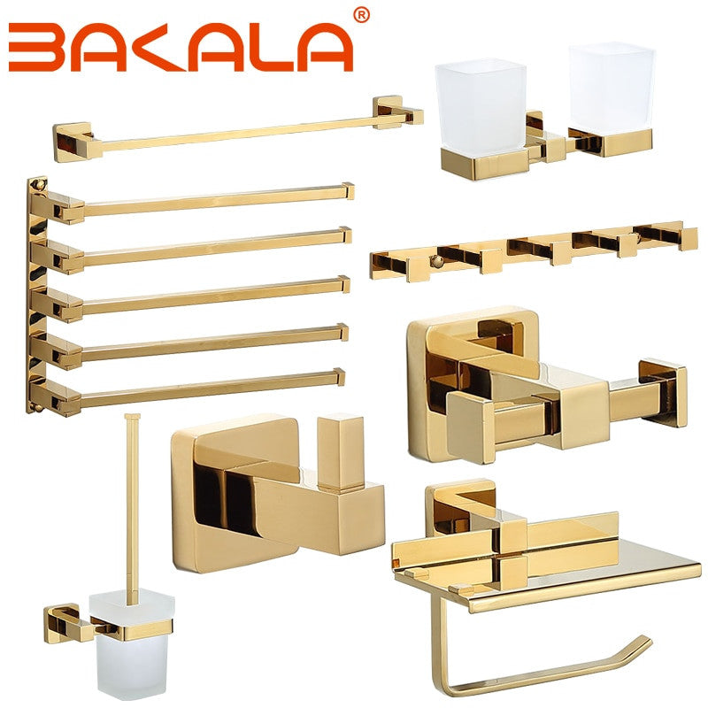 Luxury Golden Bathroom Brass Hardware Sets Towel Rack Paper holder Toilet Brush Holder Towel Holder hook Row hook Activity bar|Bath Hardware Sets - Frontier General Hardware