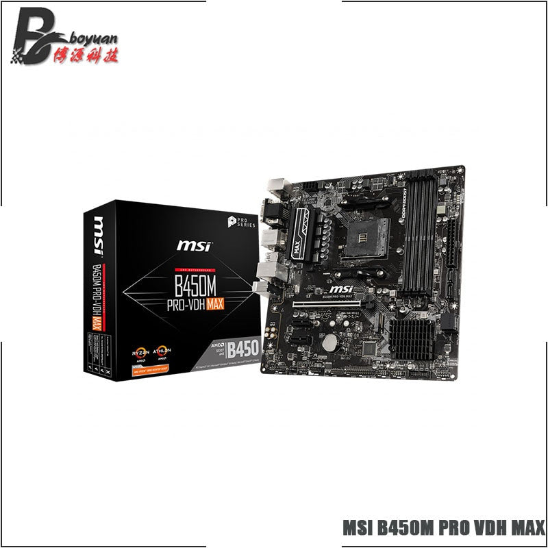 MSI B450M PRO VDH MAX M ATX AMD B450 DDR4 3866(OC) MHz,M.2,SATAIII, HDMI,VGA,DVI D,64G,best support R9 Desktop CPU Socket AM4|Motherboards - Frontier General Hardware