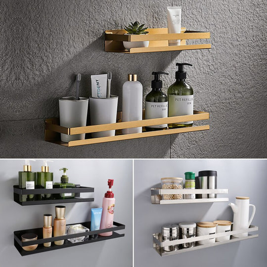 Matte Gold Black White Aluminum Wall Mounted Shelves For Bathroom Kitchen Shower And Toilet Storage Frontier General Hardware