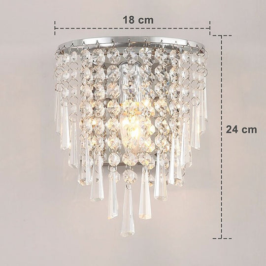 Modern LED Crystal Lustre Wall Light 220V E14 Silver Finish For Dining Living Room Hallway Home Decor Frontier General Hardware