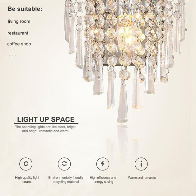 Modern LED Crystal Lustre Wall Light 220V E14 Silver Finish For Dining Living Room Hallway Home Decor Frontier General Hardware