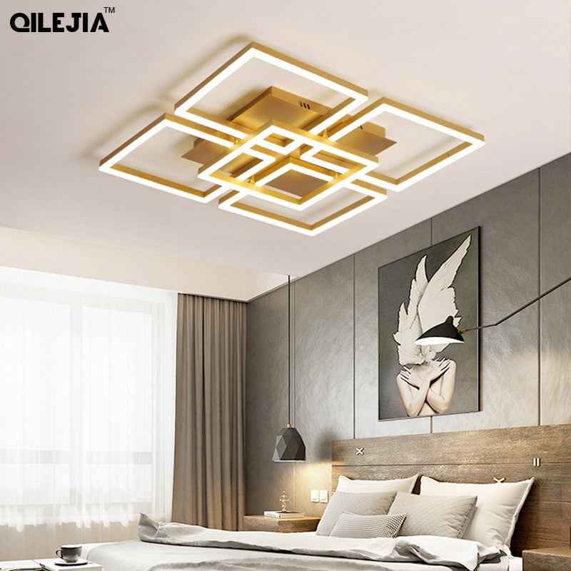 Modern LED chandelier lamps for the living room Home golden color lamps for the bedroom with remote control dimming dining room|Chandeliers