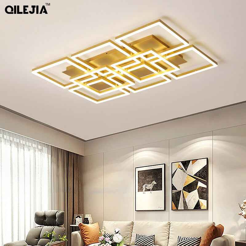 Modern LED chandelier lamps for the living room Home golden color lamps for the bedroom with remote control dimming dining room|Chandeliers